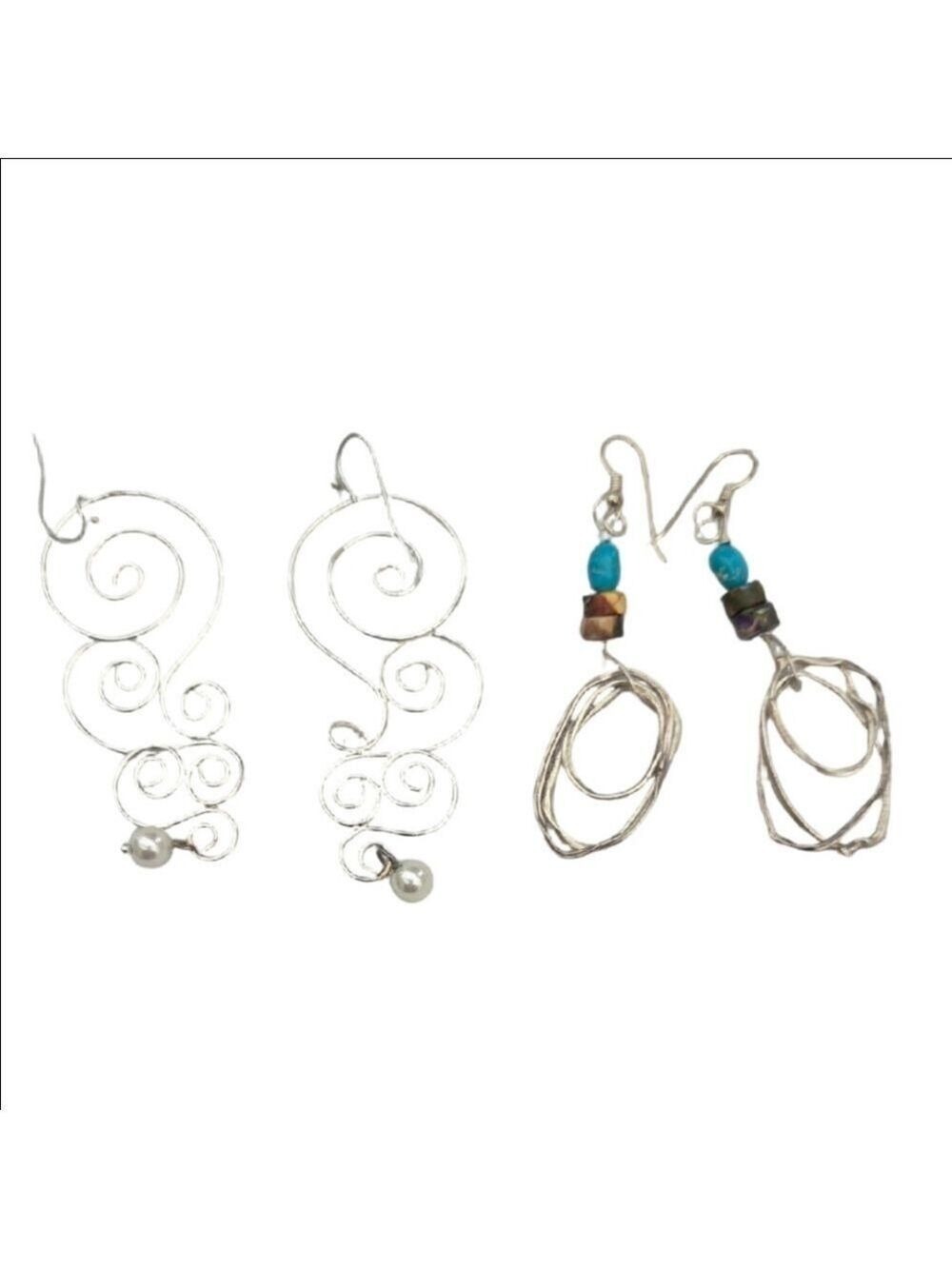 Elegant Silver Swirl Earrings with Beads